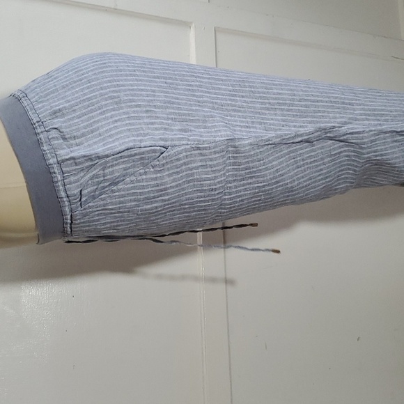 Ellen Tracy 100% Linen Women's Pants Drawstring Gray Striped Size M - Picture 4 of 7